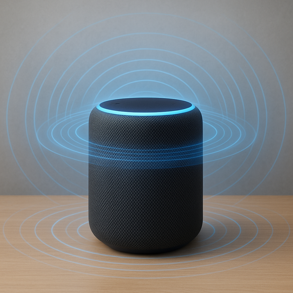 Smart Home Pod playing music with 360-degree sound